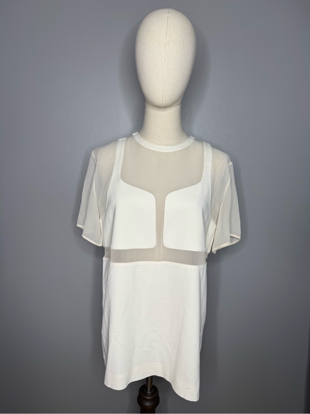 Alexander Wang Cream Sheer Layered Short Sleeve Tee